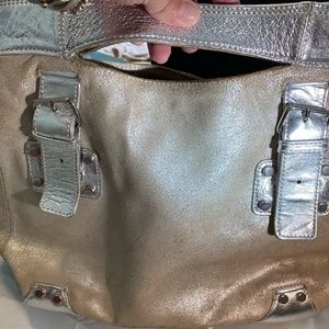TANO Leather & Suede Handbag Silver